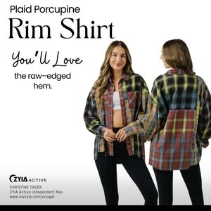 ZYIA Plaid Porcupine Rim Shirt Active Multicolor Cotton Shirt XXL